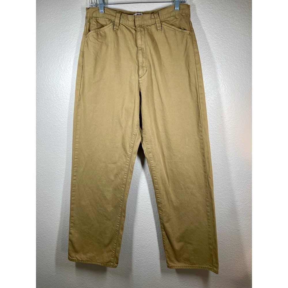 Uniqlo U Women Tan Cotton Workwear Pants Size 10 wide leg palazzo jeas denim